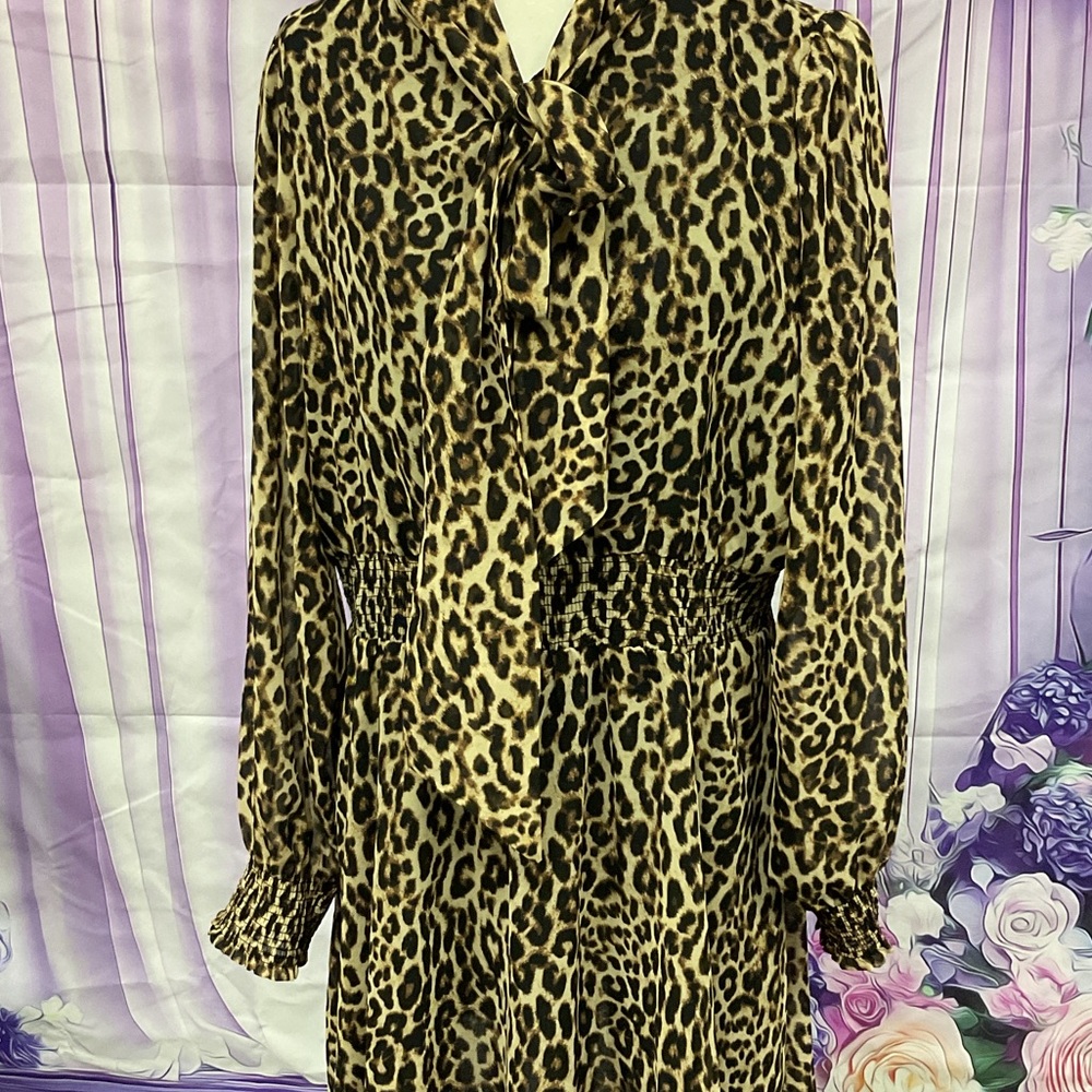 Forever 21 Leopard Print Long Sleeve Dress